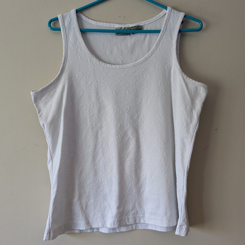 Beautiful White Floral Embossed Tank Top